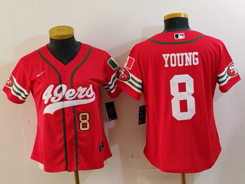 Womens San Francisco 49ers #8 Steve Young Red Mexico Cool Base Stitched Baseball Jerseys